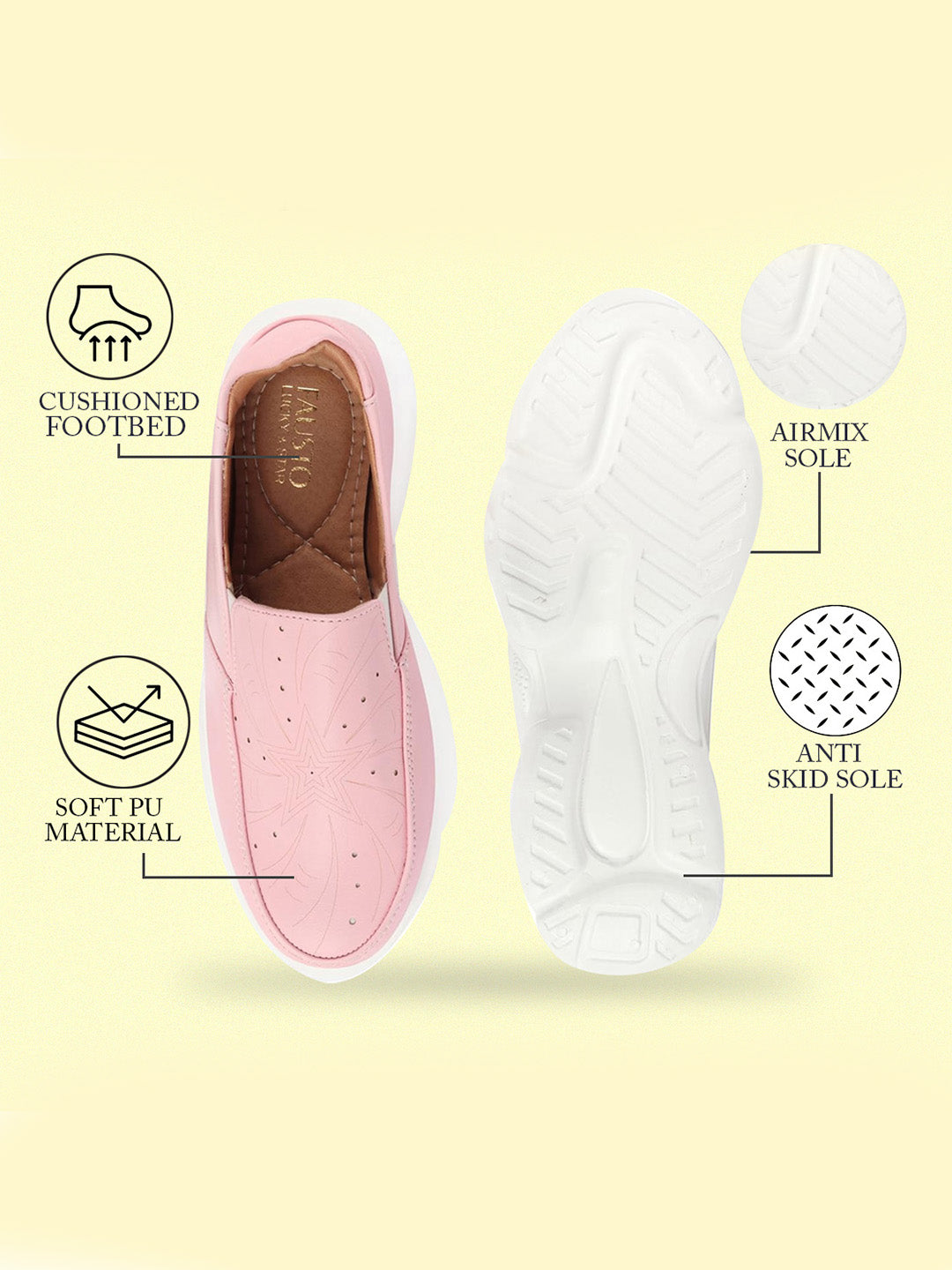 Shop Women Pink Printed Design Stitched Comfort Slip On Sneaker Shoes Online.