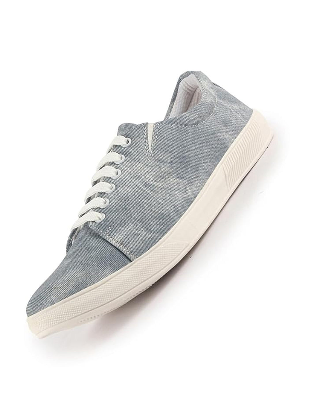Men Sky Blue Denim Casual Classic Lace Up Sneaker | Low Top Canvas Shoes with Adjustable Elastic | Lightweight with Cushioned Insole