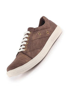 Men Brown Denim Stitched Classic Lace Up Sneaker | Low Top Canvas Shoes with Anti Skid TPR Sole | Memory Cushioned Insole