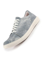 Men Sky Blue Denim Stitched Classic Lace Up Sneaker | Low Top Canvas Shoes with Anti Skid TPR Sole | Memory Cushioned Insole
