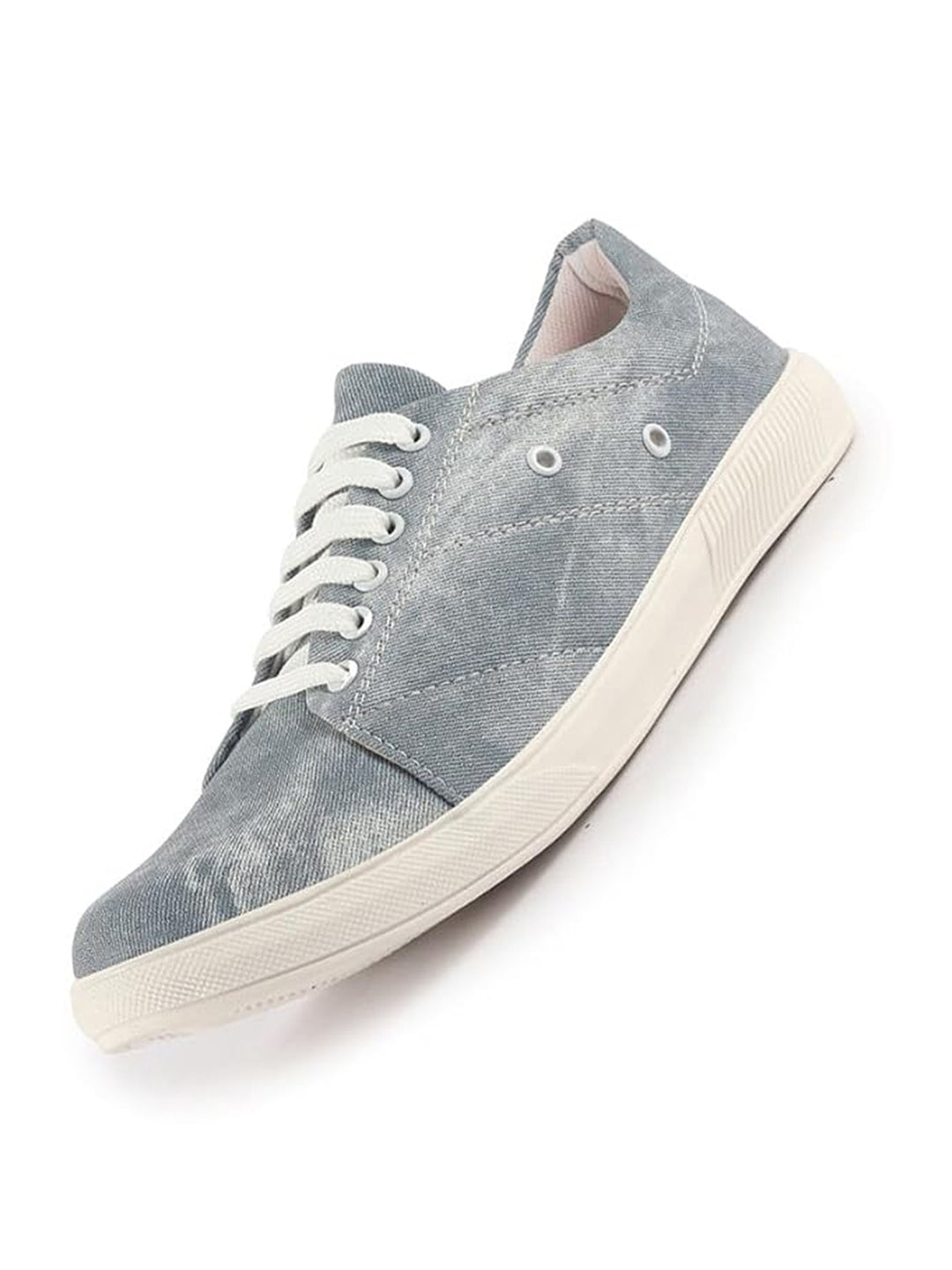 Men Sky Blue Denim Stitched Classic Lace Up Sneaker | Low Top Canvas Shoes with Anti Skid TPR Sole | Memory Cushioned Insole