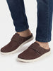 Men Brown Casual Back Open Canvas/Fabric Slip On Shoes with Single Strap Closure | Lightweight Comfort Insole Loafers | Slip Resistant TPR Sole
