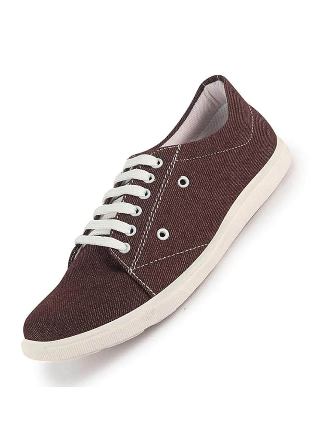 Men Brown Casual Classic Canvas/Fabric Sneaker Shoe | Lightweight Comfort Insole | Everyday 6-Eye Lace Up Shoes with Anti Skid TPR Sole