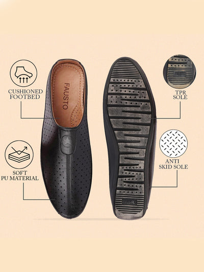 Men Black Ethnic Slip-On Juttis