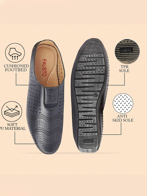 Men Black Ethnic Wedding Party Back Open Laser Cut Design Juttis and Mojaris