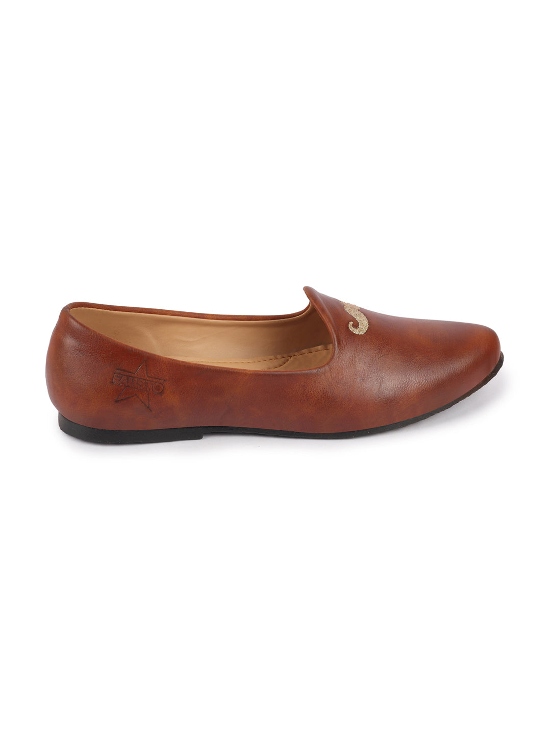 men tan ethnic slip-on juttis
