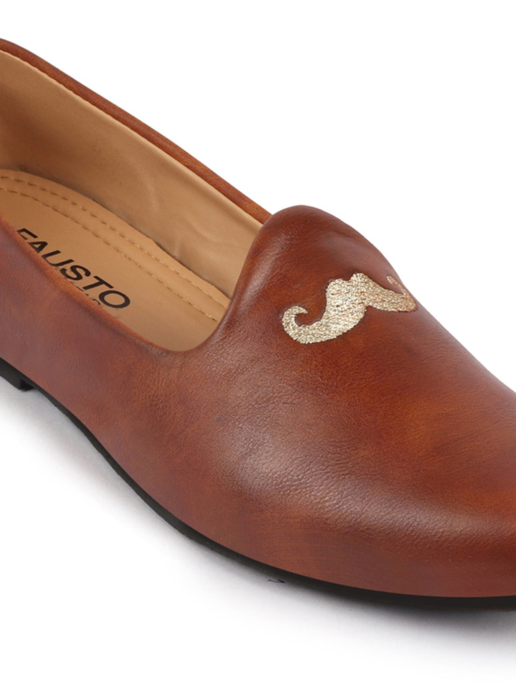 men tan ethnic slip-on juttis