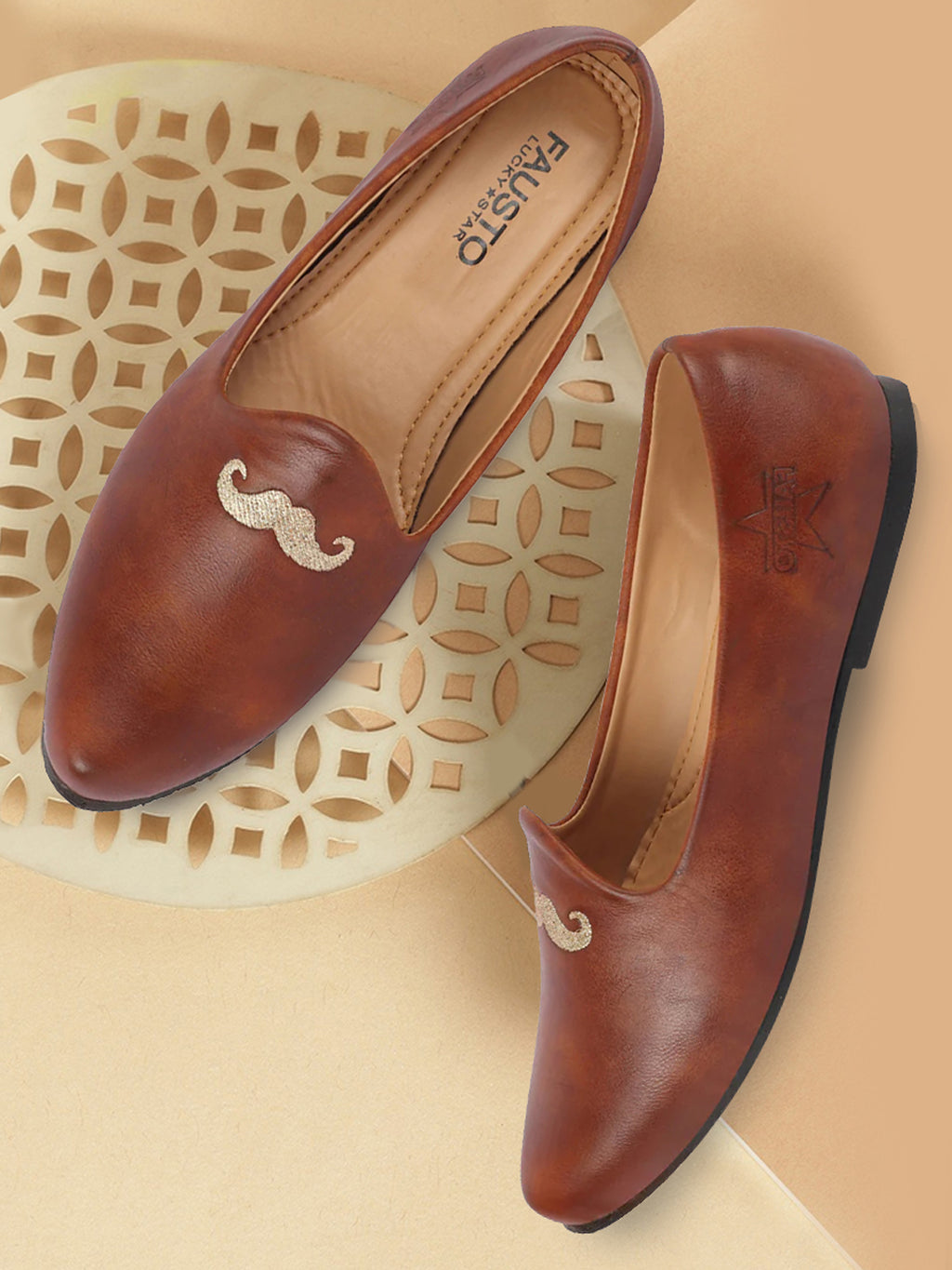 men tan ethnic slip-on juttis