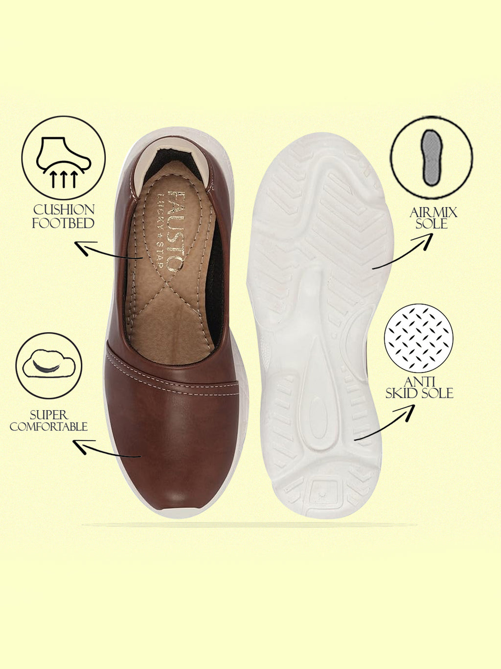 Shop Women Brown Outdoor Fashion Stitched Design Slip On Shoes Online.