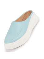 Women Sky Blue Outdoor Fashion Stitched Design Open Back Platform Heel Slip On Casual Shoes
