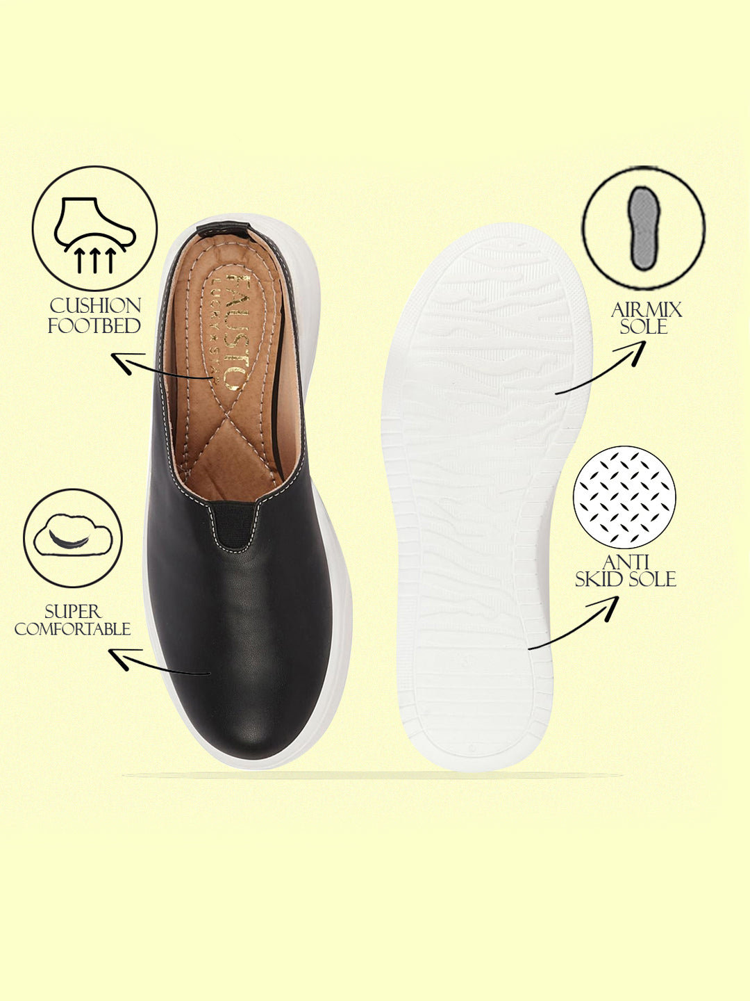 Shop Women Black Outdoor Fashion Comfort Open Back Platform Heel Slip On Casual Shoes Online.