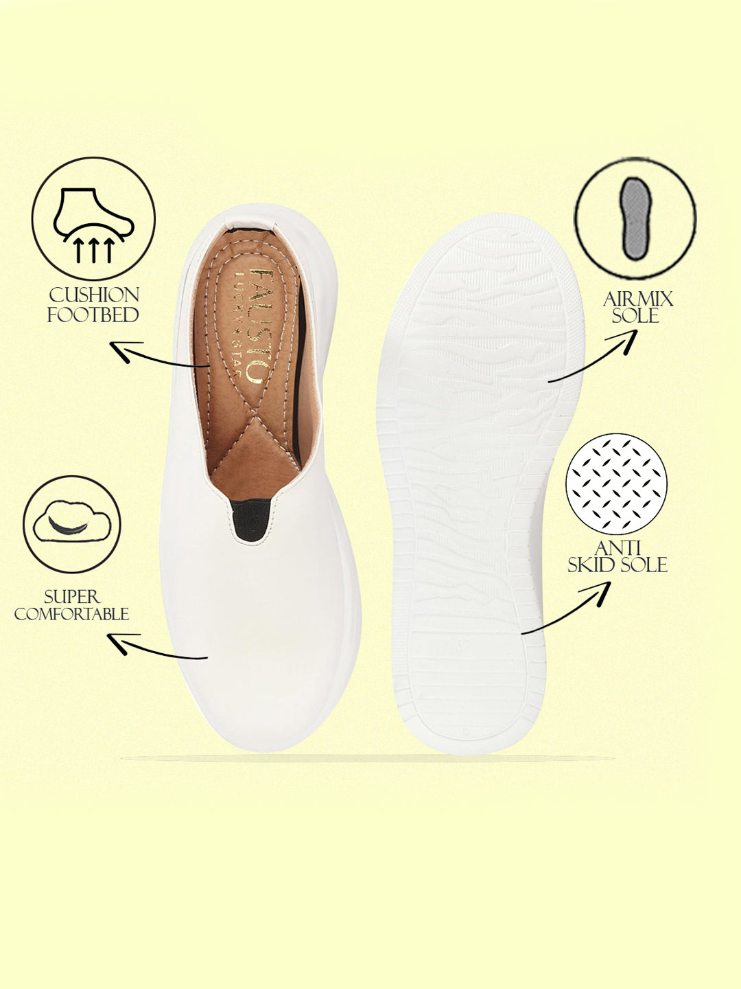 Shop Women White Outdoor Fashion Comfort Open Back Platform Heel Slip On Casual Shoes Online.