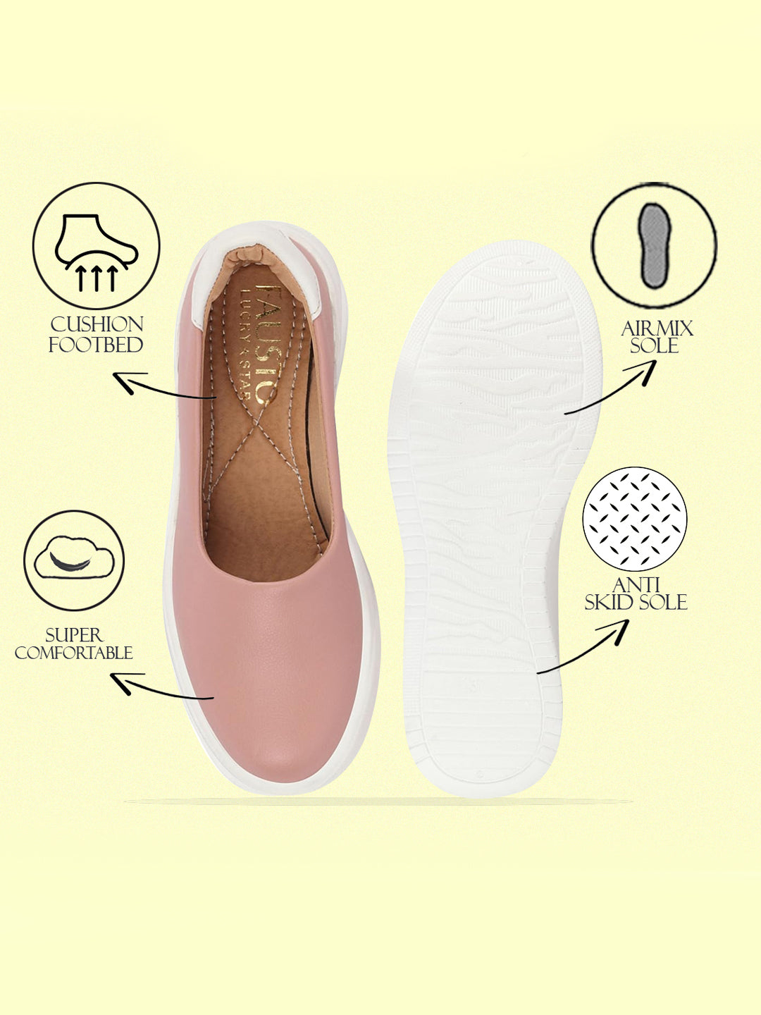 women pink outdoor fashion comfort height enhance platform heel ballerina slip on shoes