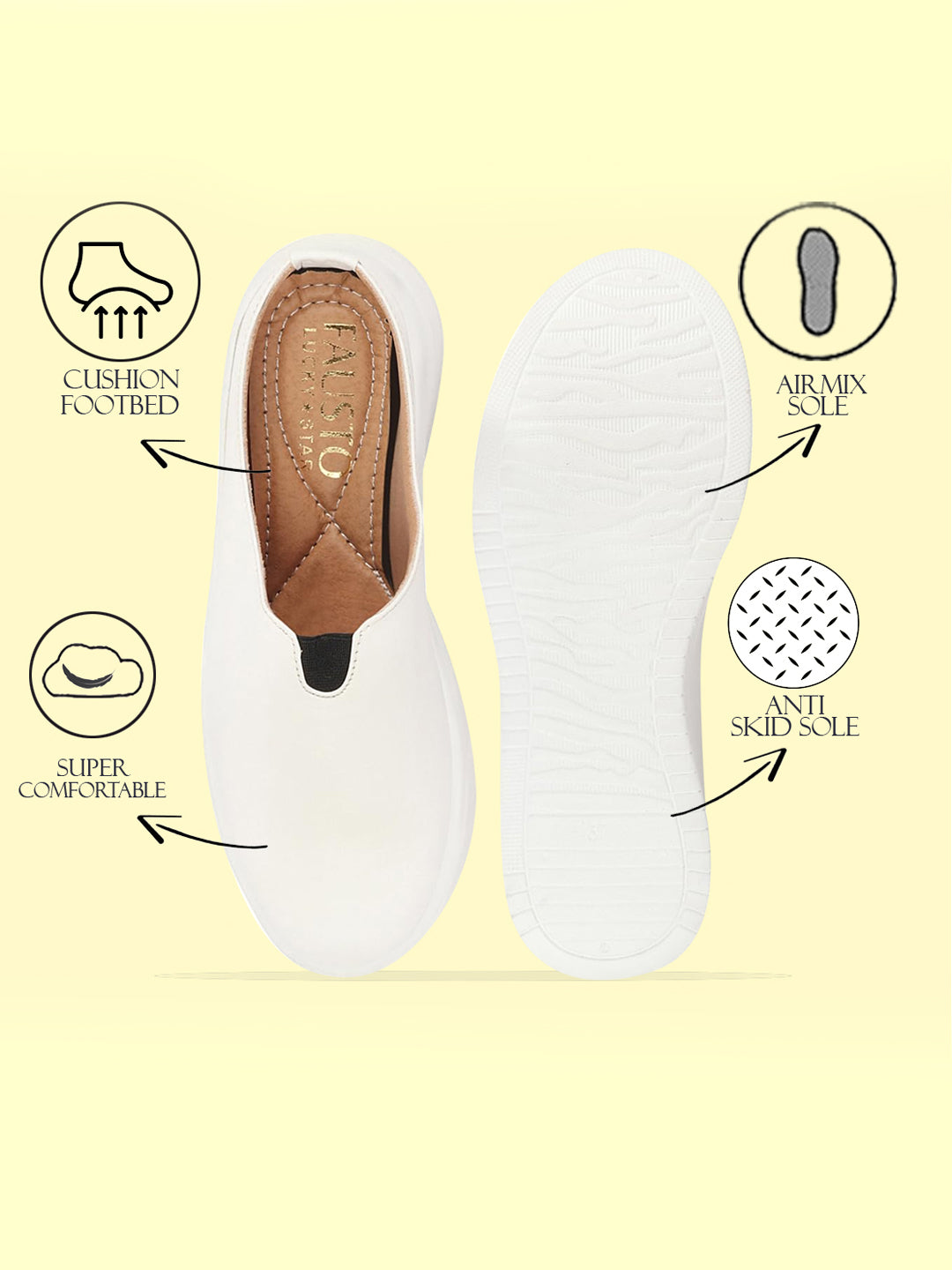 Shop Women White Outdoor Fashion Comfort Height Enhance Platform Heel Ballerina Slip On Shoes Online.