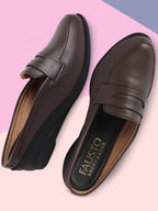 Shop Women Brown Formal Back Open Platform Wedge Heel Slip On Loafer Shoes Online.