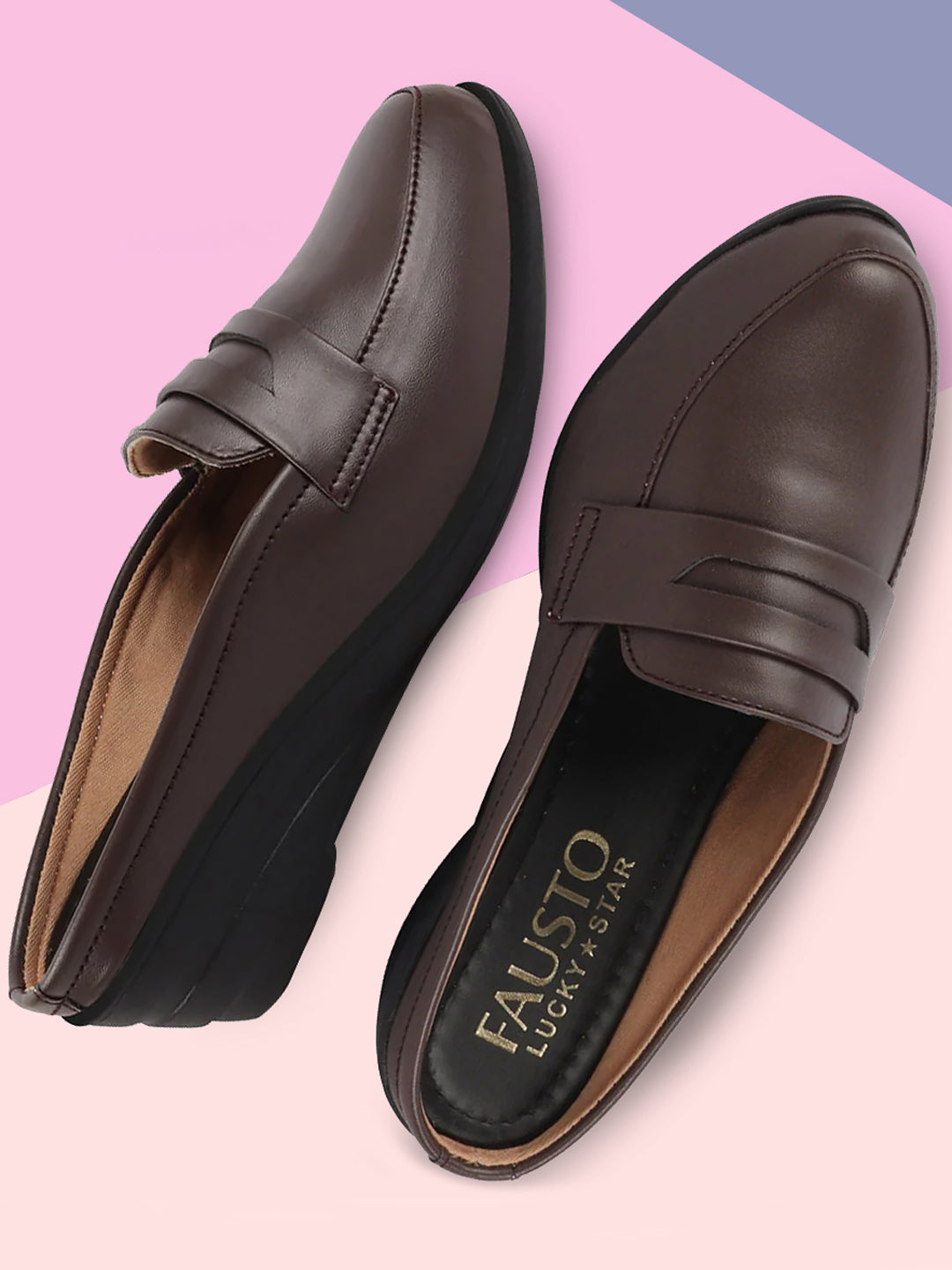 Shop Women Brown Formal Back Open Platform Wedge Heel Slip On Loafer Shoes Online.