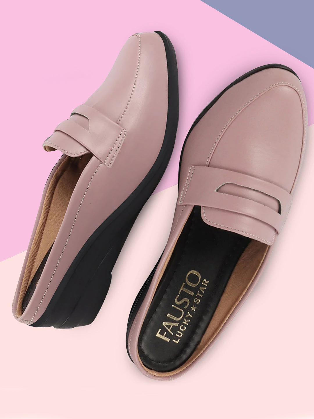 Shop Women Peach Formal Back Open Platform Wedge Heel Slip On Loafer Shoes Online.