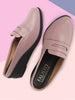 Women Peach Formal Back Open Platform Wedge Heel Slip On Loafer Shoes