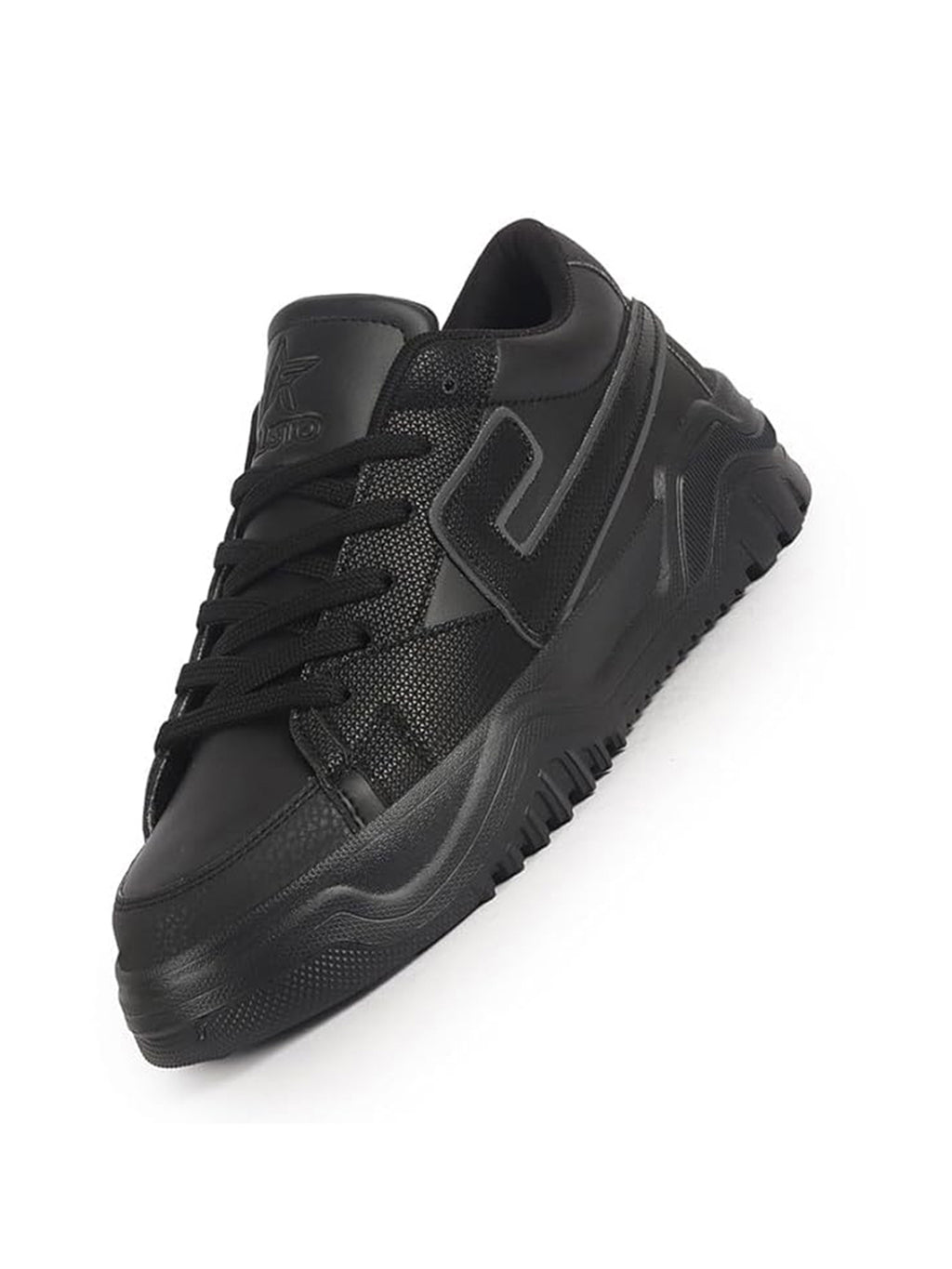 Men Black Low Top Chunky Lace-Up Sneaker Shoes|Low Ankle Casual Shoes|All Day Comfortable Sneakers