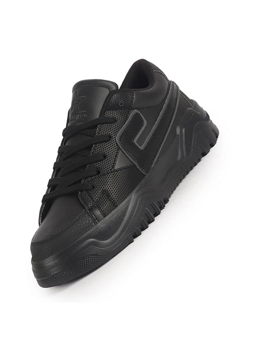 Men Black Low Top Chunky Lace-Up Sneaker Shoes|Low Ankle Casual Shoes|All Day Comfortable Sneakers