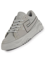 Men Grey Low Top Chunky Lace-Up Sneaker Shoes|Low Ankle Casual Shoes|All Day Comfortable Sneakers