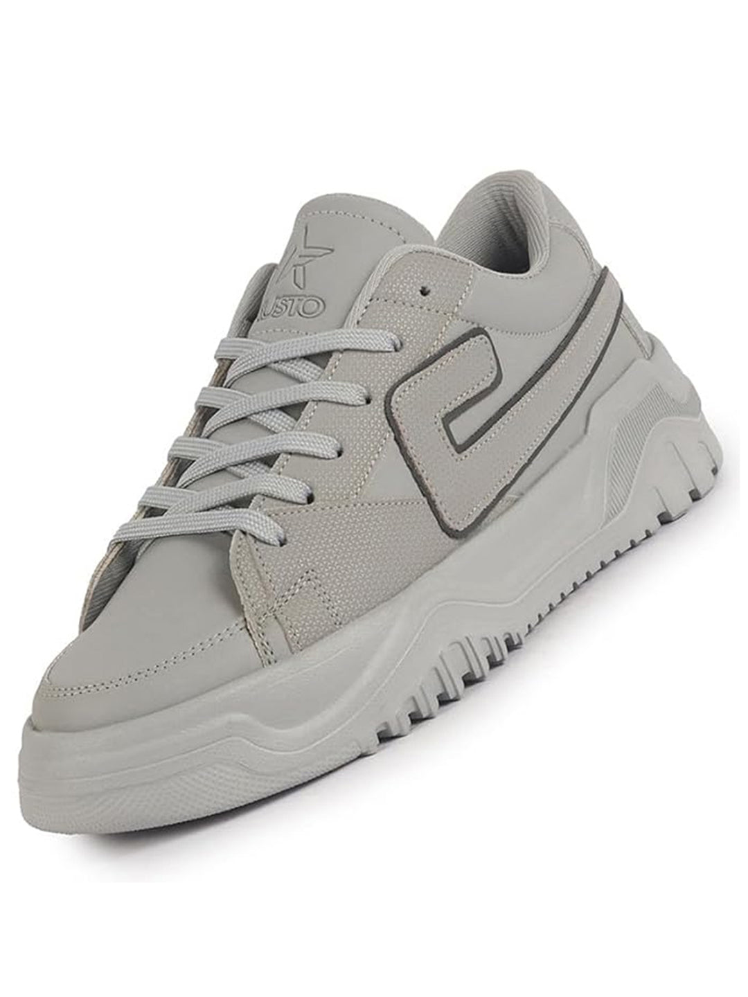 Men Grey Low Top Chunky Lace-Up Sneaker Shoes|Low Ankle Casual Shoes|All Day Comfortable Sneakers