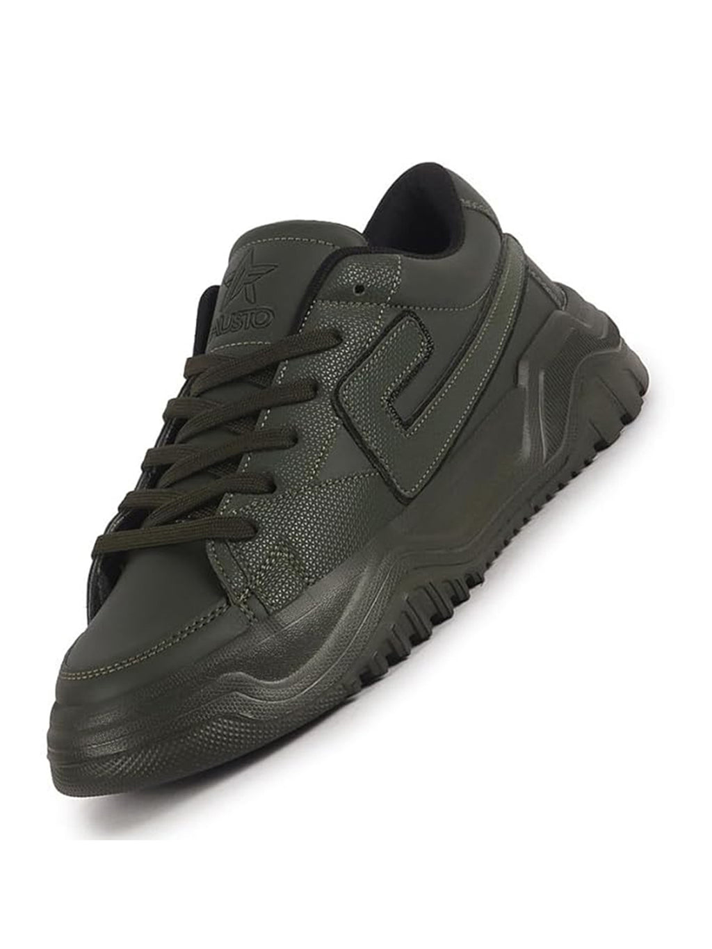 Men Olive Low Top Chunky Lace-Up Sneaker Shoes|Low Ankle Casual Shoes|All Day Comfortable Sneakers