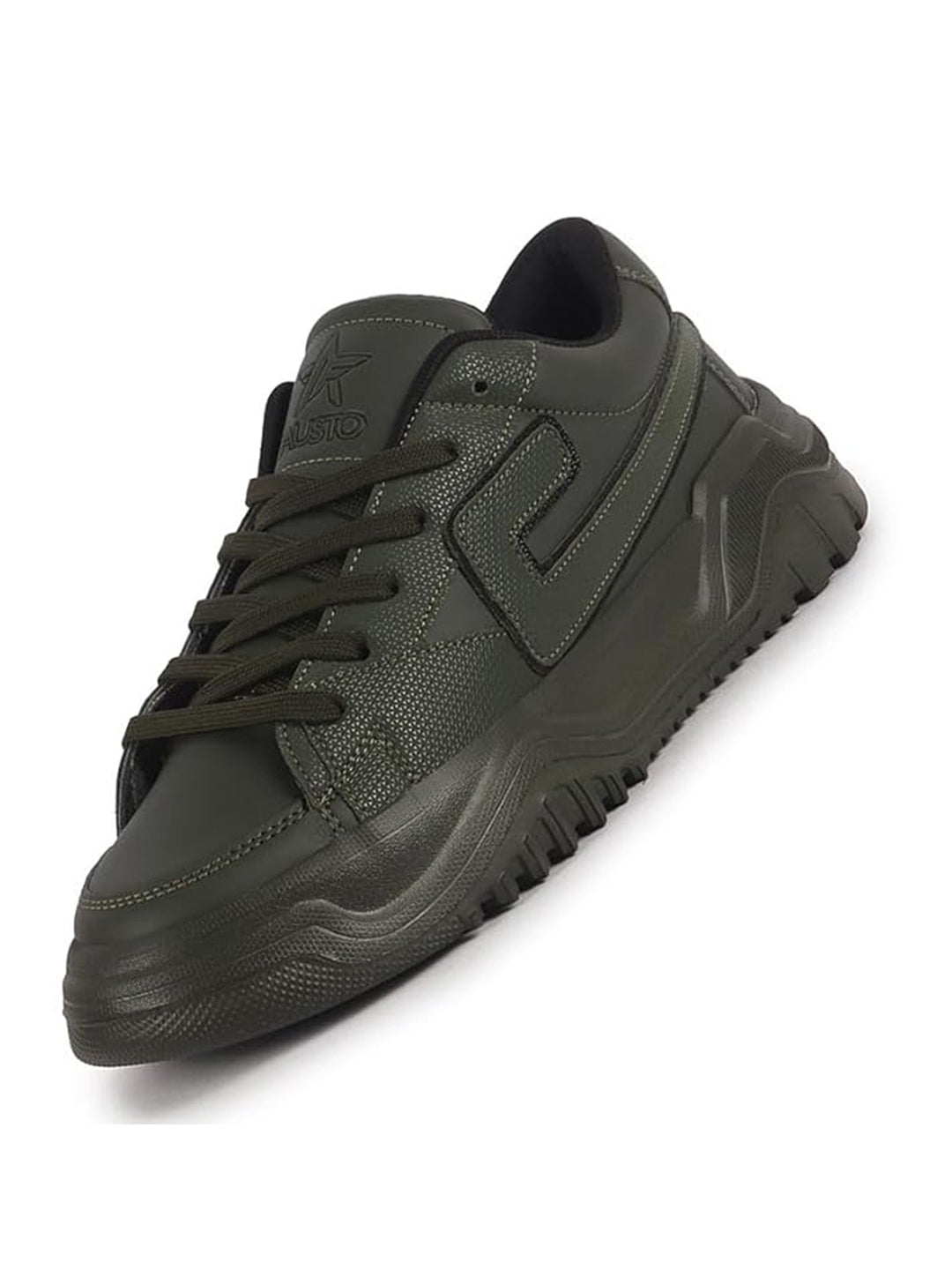 Men Olive Low Top Chunky Lace-Up Sneaker Shoes|Low Ankle Casual Shoes|All Day Comfortable Sneakers