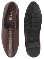 Shop Basics Men Brown Textured Floral Prints Slip On Ethnic Juttis and Mojaris Online.