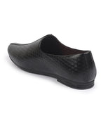 Shop Basics Men Black Embossed Design Ethnic Slip On Juttis and Mojaris Online.