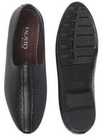 Shop Basics Men Black Embossed Design Ethnic Slip On Juttis and Mojaris Online.
