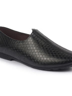 Shop Basics Men Black Embossed Design Ethnic Slip On Juttis and Mojaris Online.