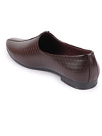 Shop Basics Men Brown Embossed Design Ethnic Slip On Juttis and Mojaris Online.