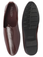 Shop Basics Men Brown Embossed Design Ethnic Slip On Juttis and Mojaris Online.