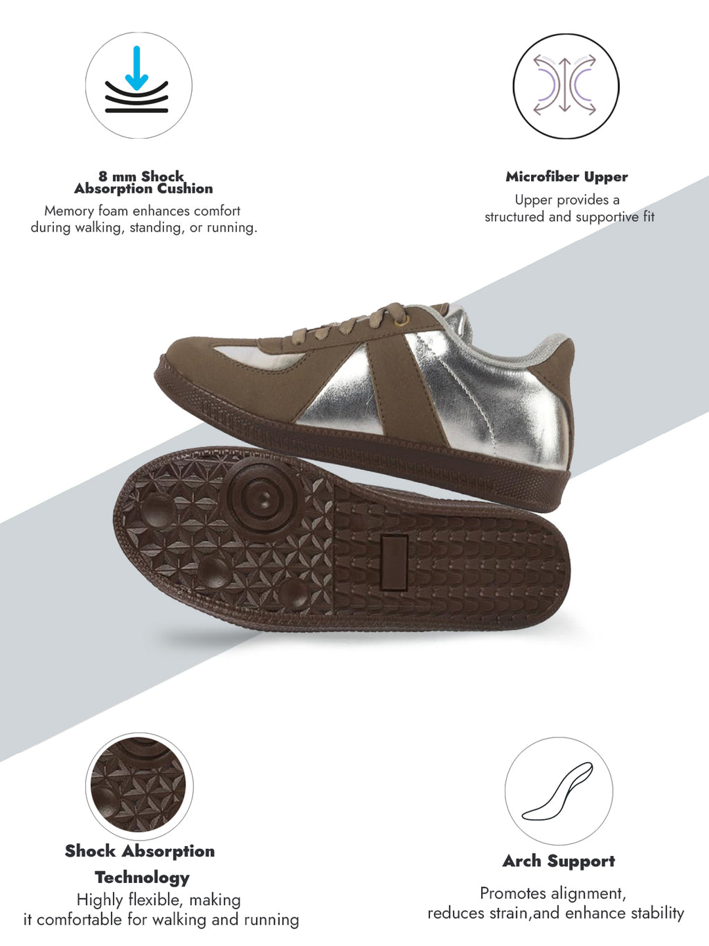 women tan embellished classic lace-up casual shoes|memory cushioned comfortable sneakers