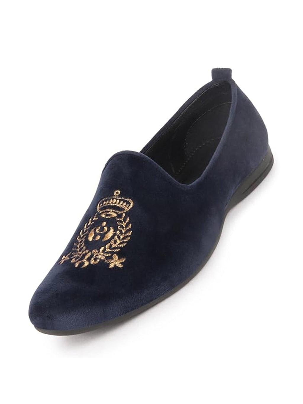 Men Blue Velvet Embroidery Design Party Casual Loafer Shoes