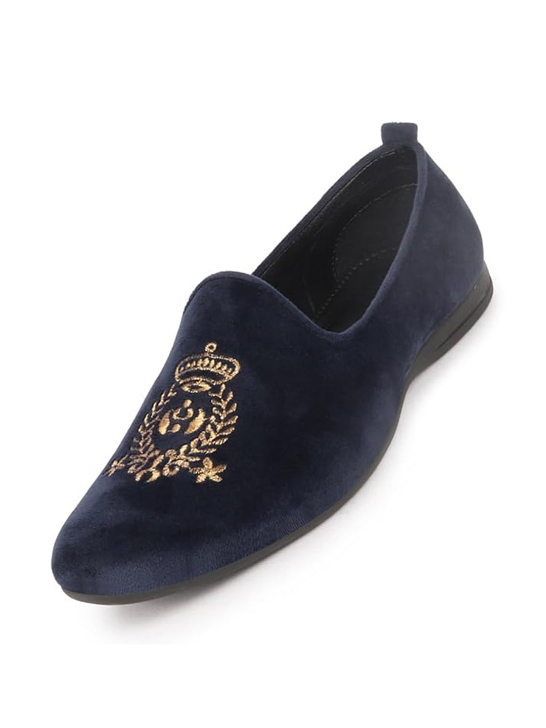 Men Blue Velvet Embroidery Design Party Casual Loafer Shoes