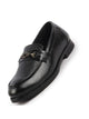 Men Black Wedding Party Embossed Design Genuine Leather Buckle Slip On Loafer Shoes