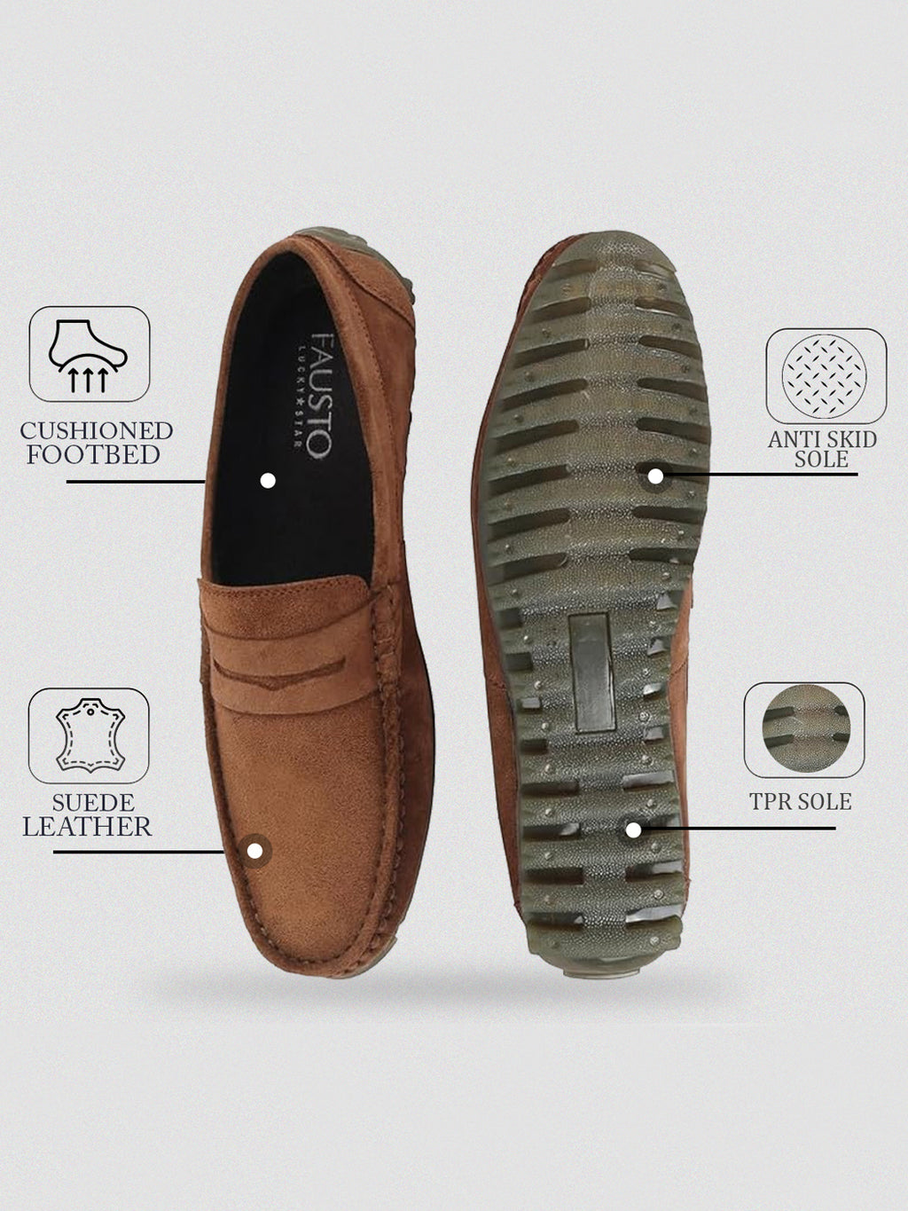 Shop Men Camel Suede Leather Side Stitched Slip On Driving Loafers and Mocassin Online.