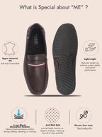 Men Brown Stitched Stripe Design Classic Slip-Ons Loafer with Flexible Slip Resistant Sole|Slip On Shoes|Casual Shoes