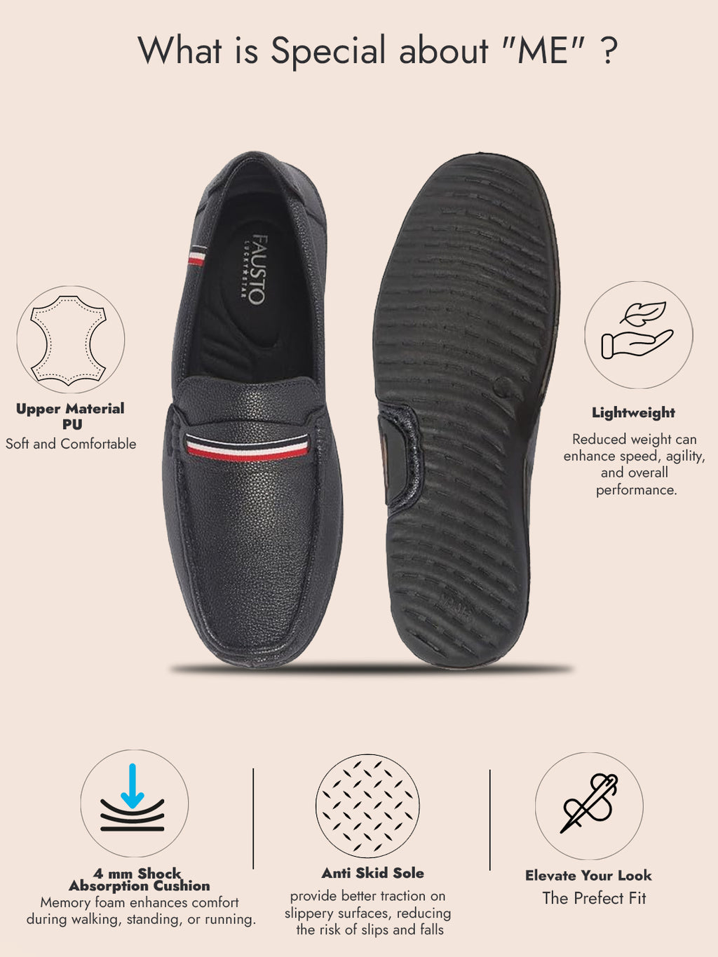 Men Navy Blue Stitched Stripe Design Classic Slip-Ons Loafer with Flexible Slip Resistant Sole|Slip On Shoes|Casual Shoes