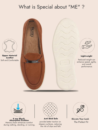 Men Tan Suede Classic Ultra Light Comfort Horsebit Buckle Slip On Casual Loafer Shoes|Memory Cushion Insole|EVA Slip On Shoe