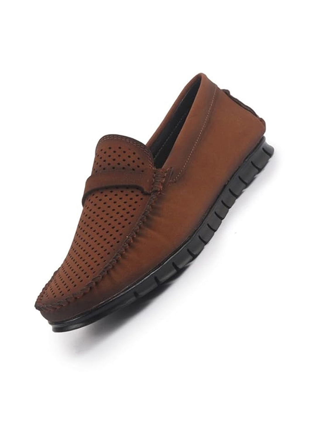 Men Laser Cut Suede Slip-On Shoe Driving Loafers Breathable Shoe with Memory Cushioned Insole All Day Long Comfortable