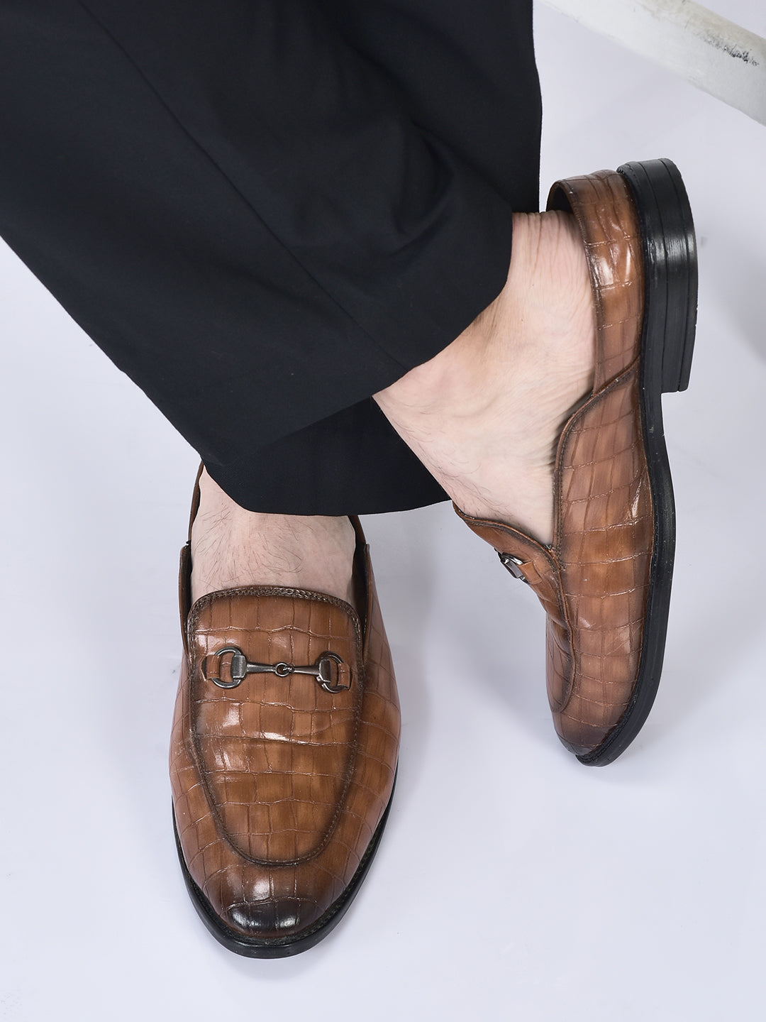 Buy Men Leopard Print Ethnic Back Open Slip On Mules Shoes