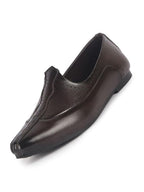 Men Brown Breathable Traditional Wedding Slip On Ethnic Juttis and Mojaris|Party Slip On Evening Shoes|Striped Mojaris
