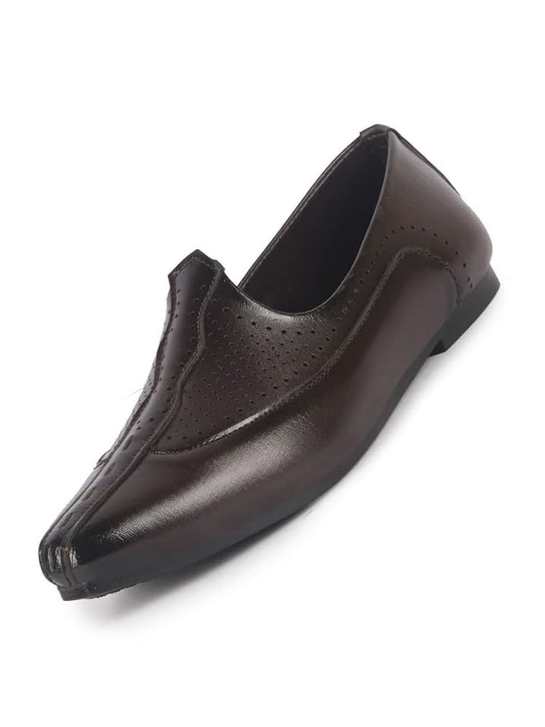 Men Brown Breathable Traditional Wedding Slip On Ethnic Juttis and Mojaris|Party Slip On Evening Shoes|Striped Mojaris