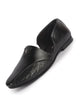 Men Black Stitched Open Sided Broad Feet Ethnic Slip On Juttis and Mojaris for Wedding|Traditional Indian Kurtas Shoes|Flexible TPR Sole with Soft Cushioned Insole