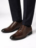 Men Brown Formal Office Work Genuine Leather Oxford Lace Up Shoes