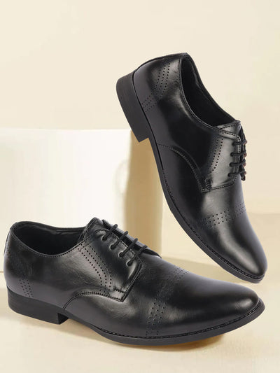 Men Black Party Formal Office Genuine Leather Lace Up Shoes