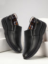 Men Black Genuine Leather Feather Lightweight EVA Sole Formal Office Comfort Broad Feet Slip On Shoes